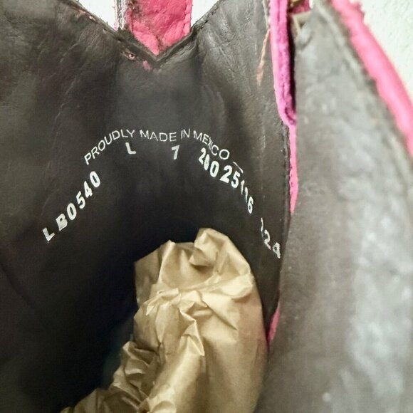 Lane COSSETTE Womens Cowboy Bootie 7 Hot Pink Leather Western Short Ankle Boots - Picture 13 of 13